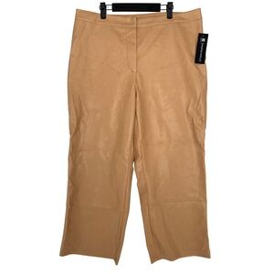 NWT Bagatelle Collection Tan Cropped Wide Leg Faux Leather Pants Women's Sz 1X